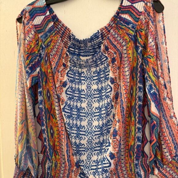 Ramy Brook Geometric Print Blouson Dress, Sz M - Picture 4 of 7